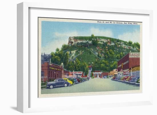 Red Wing, Minnesota - Main Street View of Mt. La Grange-Lantern Press-Framed Art Print