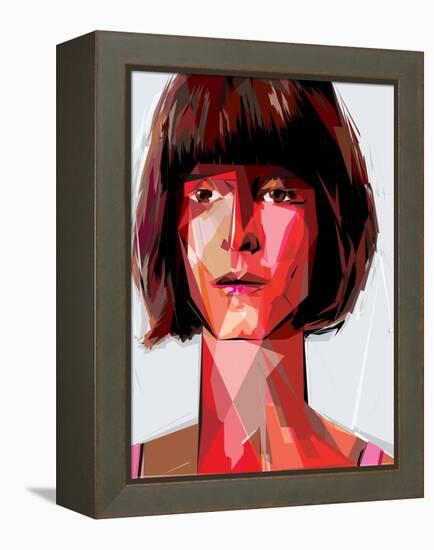 Red Woman-Enrico Varrasso-Framed Stretched Canvas