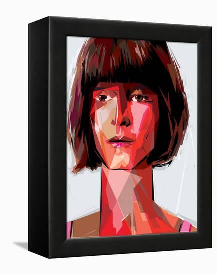 Red Woman-Enrico Varrasso-Framed Stretched Canvas