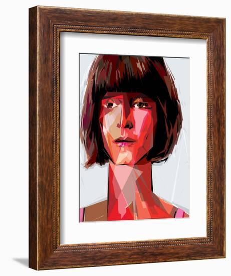 Red Woman-Enrico Varrasso-Framed Art Print