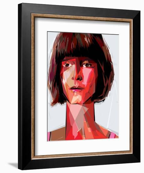 Red Woman-Enrico Varrasso-Framed Art Print