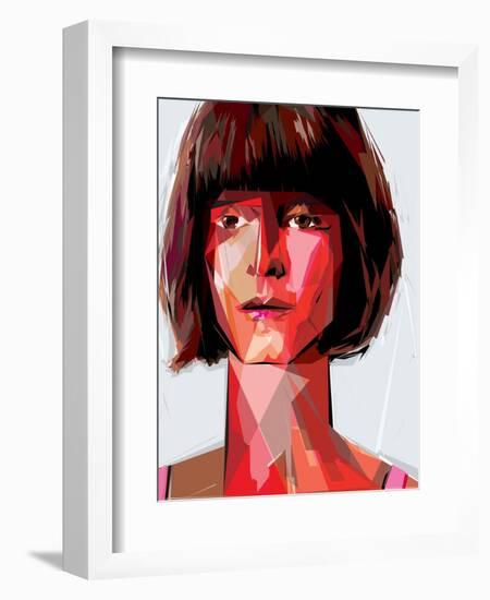 Red Woman-Enrico Varrasso-Framed Art Print