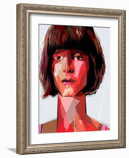 Red Woman-Enrico Varrasso-Framed Art Print