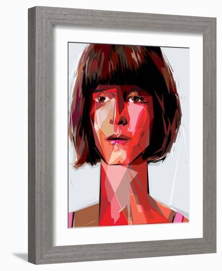 Red Woman-Enrico Varrasso-Framed Art Print