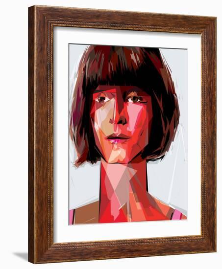 Red Woman-Enrico Varrasso-Framed Art Print