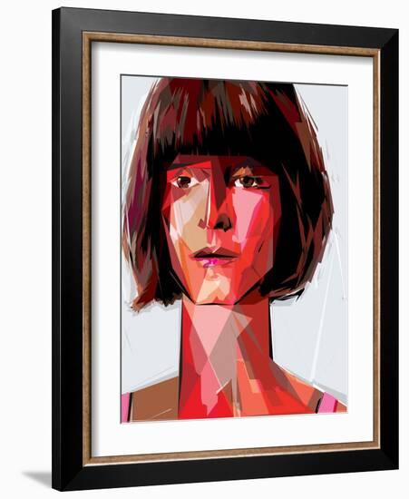 Red Woman-Enrico Varrasso-Framed Art Print