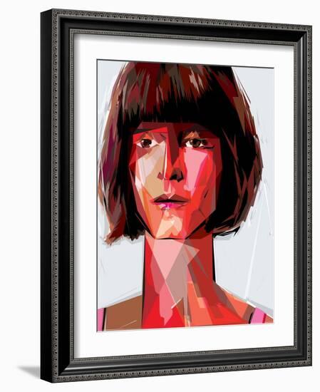 Red Woman-Enrico Varrasso-Framed Art Print