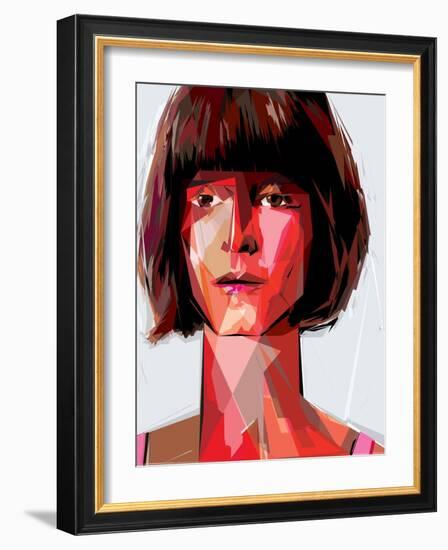 Red Woman-Enrico Varrasso-Framed Art Print