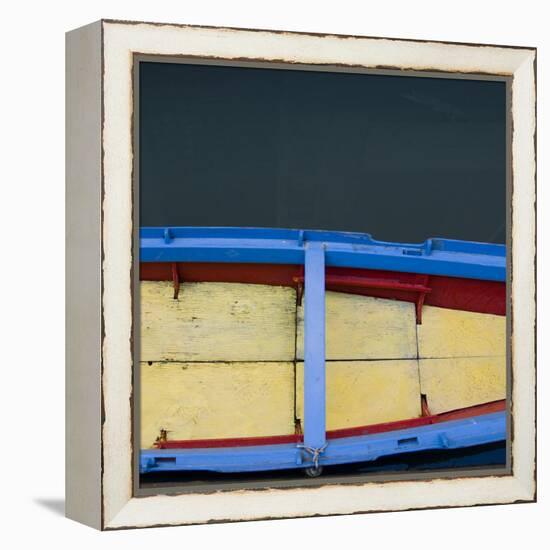 Red, Yellow and Blue Boat-Mike Burton-Framed Premier Image Canvas