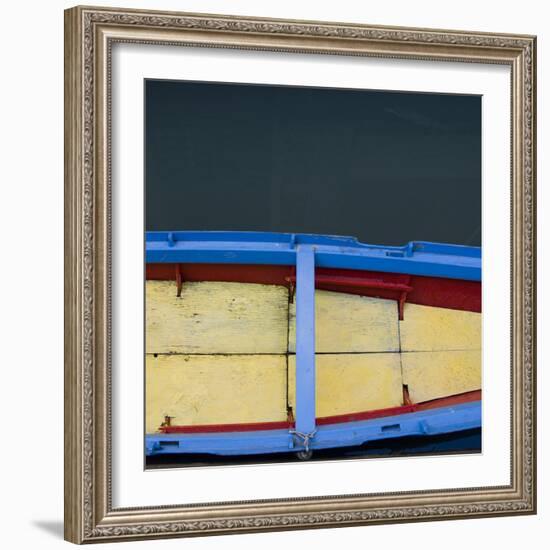 Red, Yellow and Blue Boat-Mike Burton-Framed Photographic Print