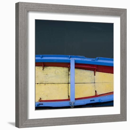 Red, Yellow and Blue Boat-Mike Burton-Framed Photographic Print