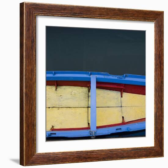 Red, Yellow and Blue Boat-Mike Burton-Framed Photographic Print