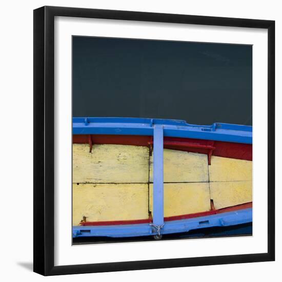 Red, Yellow and Blue Boat-Mike Burton-Framed Photographic Print