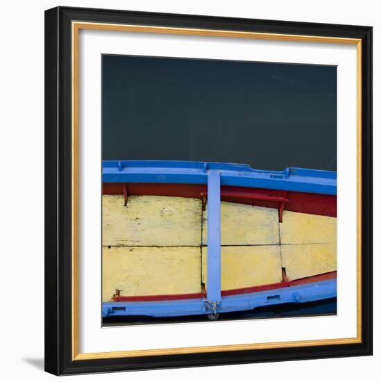 Red, Yellow and Blue Boat-Mike Burton-Framed Photographic Print