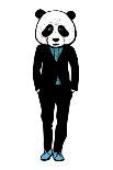 Hand Drawn Fashion Illustration of Panda Hipster in a Black Suit With. City Style, Hipster Look, Ve-redboxart-Stretched Canvas