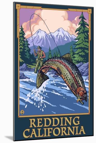 Redding, California - Fly Fisherman-Lantern Press-Mounted Art Print