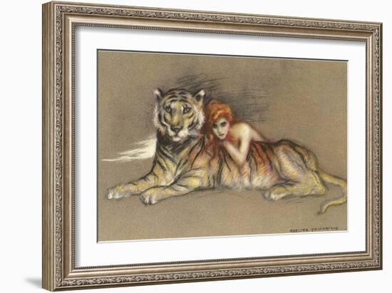 Redhead and Tiger-null-Framed Art Print