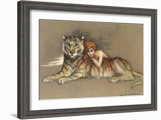 Redhead and Tiger-null-Framed Art Print