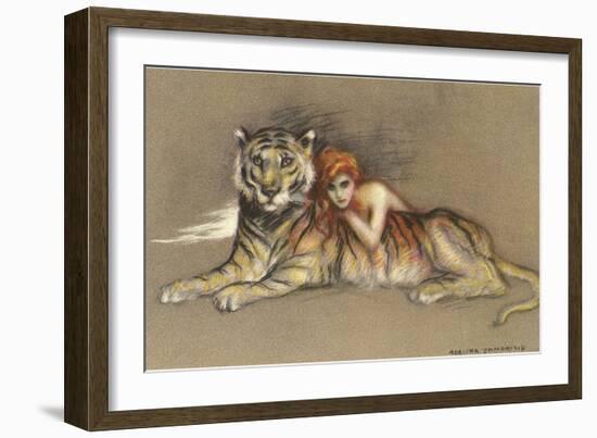 Redhead and Tiger-null-Framed Art Print