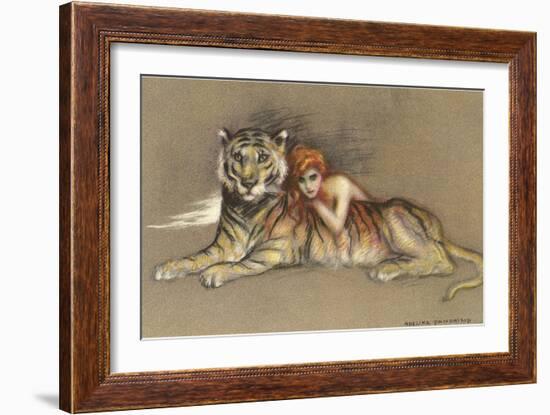 Redhead and Tiger-null-Framed Art Print