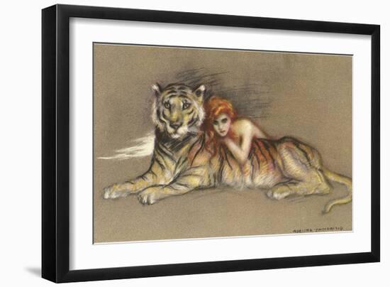 Redhead and Tiger-null-Framed Art Print