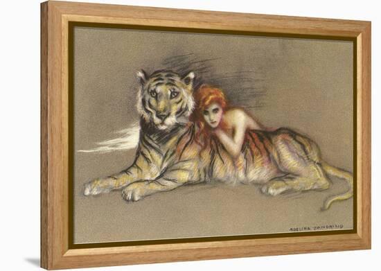 Redhead and Tiger-null-Framed Stretched Canvas