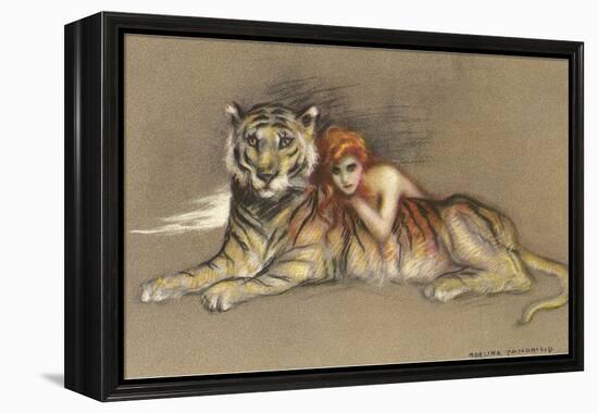 Redhead and Tiger-null-Framed Stretched Canvas
