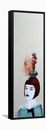 Redhead Crowned by a Chicken, 2016-Susan Adams-Framed Premier Image Canvas