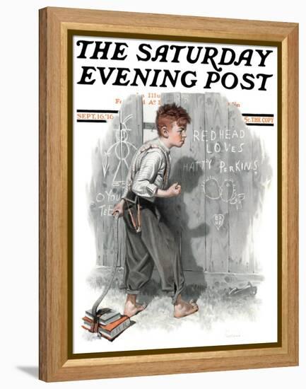 "Redhead Loves Hatti" Saturday Evening Post Cover, September 16,1916-Norman Rockwell-Framed Premier Image Canvas