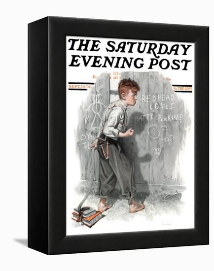 "Redhead Loves Hatti" Saturday Evening Post Cover, September 16,1916-Norman Rockwell-Framed Premier Image Canvas