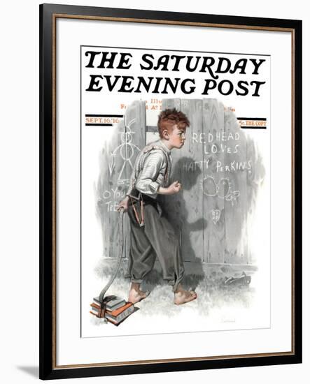 "Redhead Loves Hatti" Saturday Evening Post Cover, September 16,1916-Norman Rockwell-Framed Giclee Print