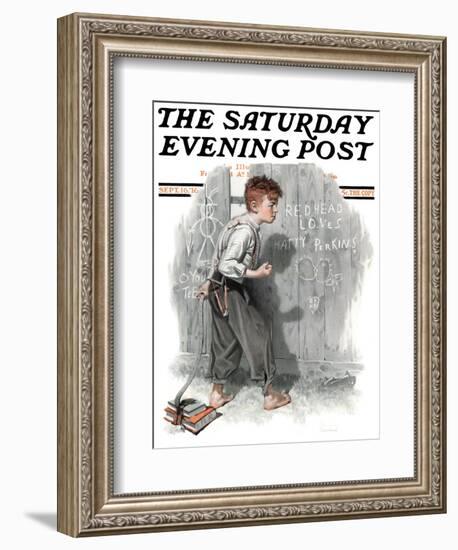 "Redhead Loves Hatti" Saturday Evening Post Cover, September 16,1916-Norman Rockwell-Framed Giclee Print