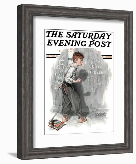 "Redhead Loves Hatti" Saturday Evening Post Cover, September 16,1916-Norman Rockwell-Framed Giclee Print