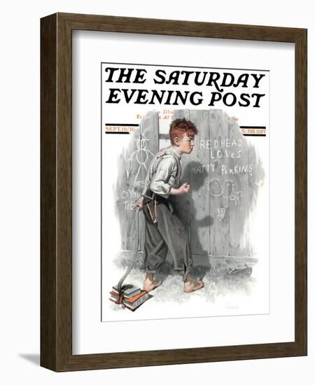 "Redhead Loves Hatti" Saturday Evening Post Cover, September 16,1916-Norman Rockwell-Framed Giclee Print