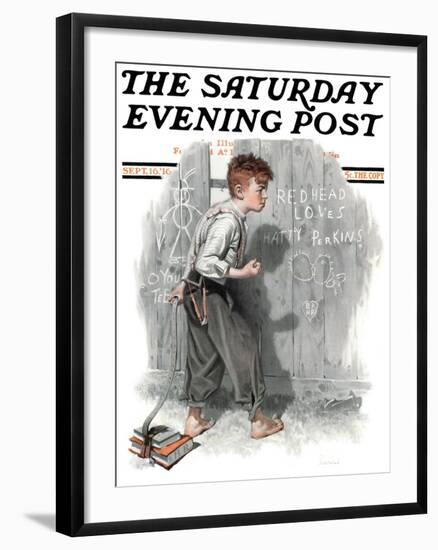 "Redhead Loves Hatti" Saturday Evening Post Cover, September 16,1916-Norman Rockwell-Framed Giclee Print