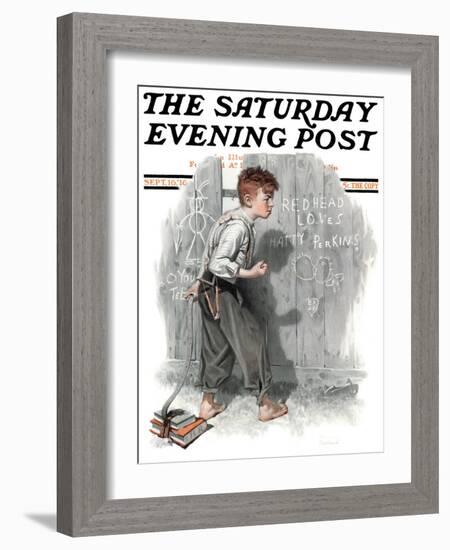 "Redhead Loves Hatti" Saturday Evening Post Cover, September 16,1916-Norman Rockwell-Framed Giclee Print