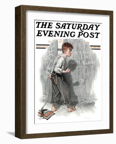 "Redhead Loves Hatti" Saturday Evening Post Cover, September 16,1916-Norman Rockwell-Framed Giclee Print