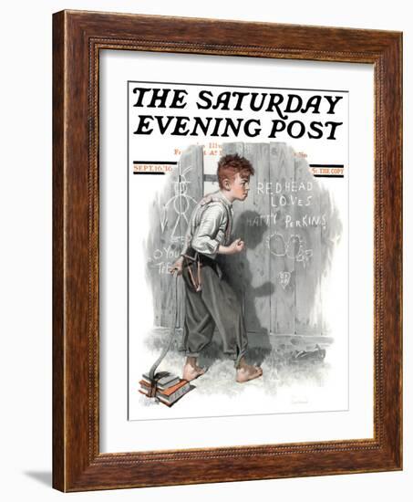 "Redhead Loves Hatti" Saturday Evening Post Cover, September 16,1916-Norman Rockwell-Framed Giclee Print