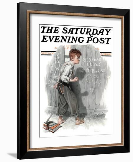 "Redhead Loves Hatti" Saturday Evening Post Cover, September 16,1916-Norman Rockwell-Framed Giclee Print