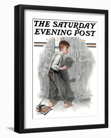 "Redhead Loves Hatti" Saturday Evening Post Cover, September 16,1916-Norman Rockwell-Framed Giclee Print