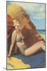 Redhead on Beach in Two-Piece-null-Mounted Art Print