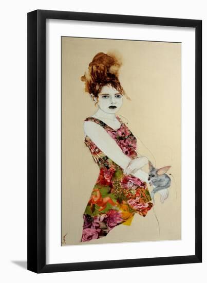 Redhead, Pink Dress and Bilby, 2016-Susan Adams-Framed Giclee Print