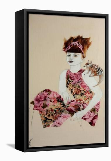 Redhead, Pink Dress and Numbat, 2016.-Susan Adams-Framed Premier Image Canvas