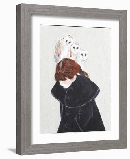 Redhead with Owls, 2016, Detail-Susan Adams-Framed Giclee Print