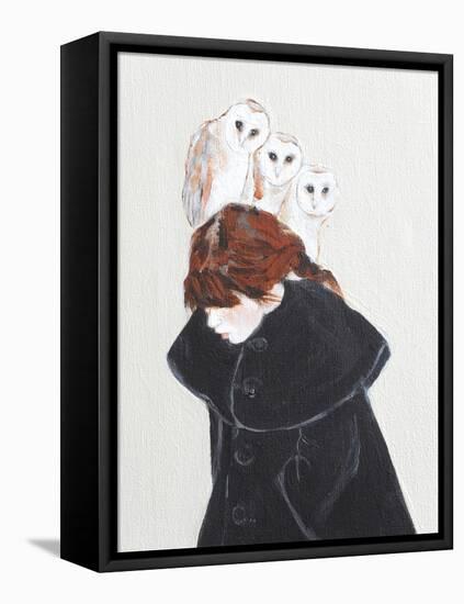 Redhead with Owls, 2016, Detail-Susan Adams-Framed Premier Image Canvas