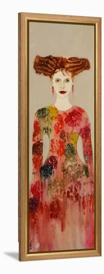 Redhead with Pinks Dress, 2016-Susan Adams-Framed Premier Image Canvas