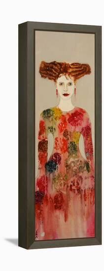 Redhead with Pinks Dress, 2016-Susan Adams-Framed Premier Image Canvas