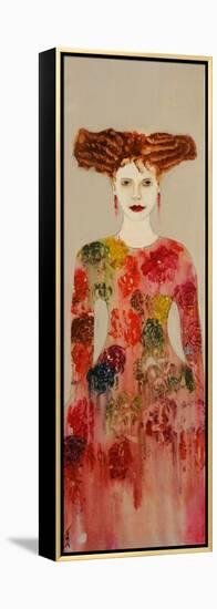 Redhead with Pinks Dress, 2016-Susan Adams-Framed Premier Image Canvas