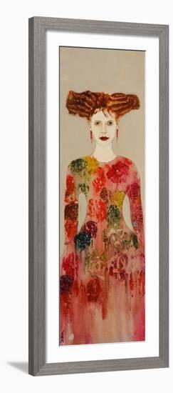 Redhead with Pinks Dress, 2016-Susan Adams-Framed Giclee Print