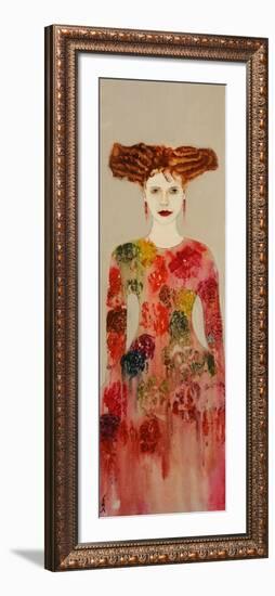 Redhead with Pinks Dress, 2016-Susan Adams-Framed Giclee Print